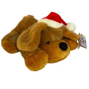 Everglow Santa Puppy Dog Plush Stuffed Animal 10”
